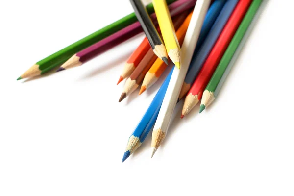 Multicolored pencils on white background — Stock Photo, Image