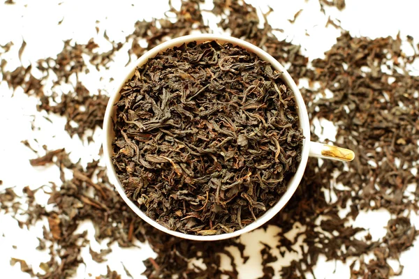 Üstten Görünüm fincan kurutulmuş çay yaprakları