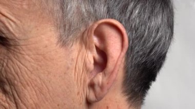 close-up shot of male ear side view