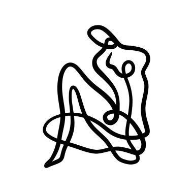Siyah mürekkep modern soyut kadın vücudu. Doğrusal sanat çağdaş resim. Moda tarzı minimalist çizim. Poster tasarımı ve daha fazlası için iyi.