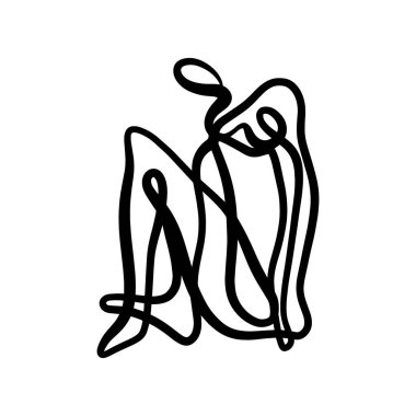 Siyah mürekkep modern soyut kadın vücudu. Doğrusal sanat çağdaş resim. Moda tarzı minimalist çizim. Poster tasarımı ve daha fazlası için iyi.