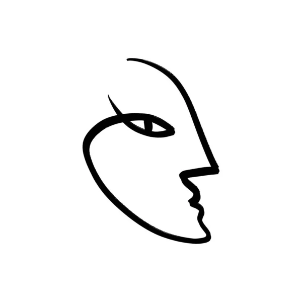 Egy sor arc minimalista művészet. Modern rajz fej, jó szépségszalon logó vagy címke. — Stock Vector