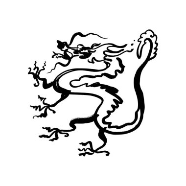 Çin ejderhası mürekkep fırçası. Çin kaligrafisi sihirli yıldız falı tasarımı.