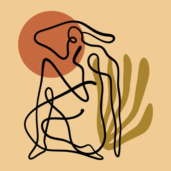 Boho Sacré Magie Femme Mystique Symbole Plat Belle Fille Yoga — Image vectorielle