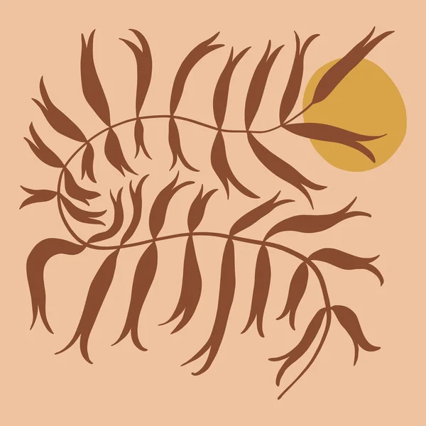 Абстрактні Квіткові Форми Рослини Композиція Заходу Сонця Векторний Плакат Настінне — стоковий вектор