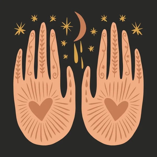神奇的Boho手艺术神秘的Reiki冥想巫术神圣的符号矢量插图 — 图库矢量图片