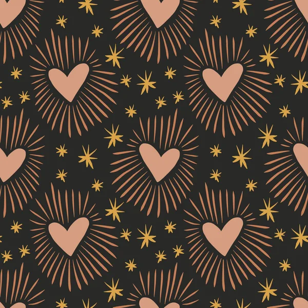 Mágico Corazón Sagrado Boho Amor Paz San Valentín Símbolo Libertad — Vector de stock