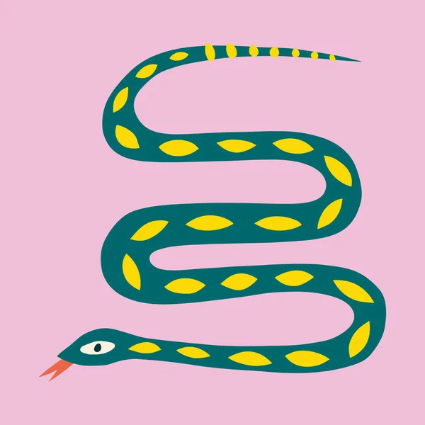 Serpiente estilo infantil boho ingenua arte dibujado a mano funky — Archivo Imágenes Vectoriales