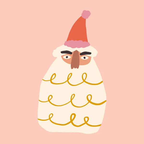 Χριστούγεννα doodle Santa Noel αντιμετωπίζουν παιδαριώδη καρτούν boho αφελής funky χειροποίητα στυλ τέχνης — Διανυσματικό Αρχείο