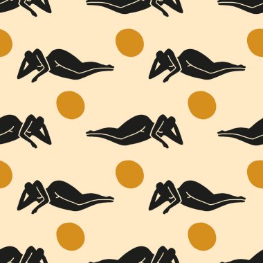 Etnik insanlar siluetleri harika boho illüstrasyonları naif, el yapımı, kusursuz sanat desenleri. 