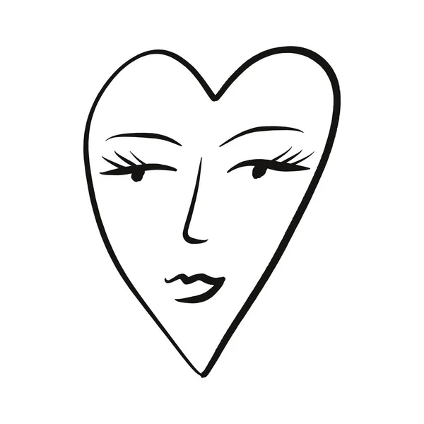 Love heart childish cartoon groovy doodle boho illustration naive funky handdrawn style art vector — Vetor de Stock