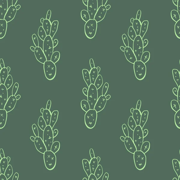 Cacti childish cartoon boho naive funky handdrawn style art seamless pattern vector — Stock vektor