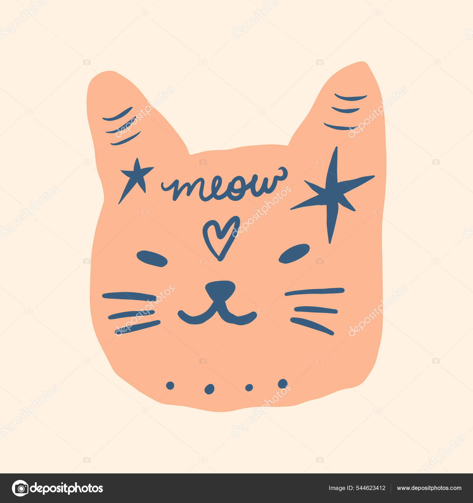 Dog and cat icon in comic style. Animal head cartoon vector