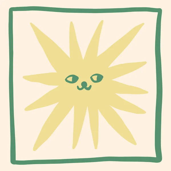 Groovy gato estrela bonito personagem cômico boho doodle arte moderna imprimir engraçado ingênuo desenhado à mão primitivo desenho animado infantil funky moda estilo vetor ilustração Gráficos Vetores