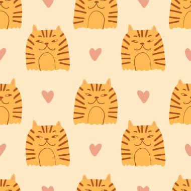 Yavru kaplanlar kusursuz desenli vahşi hayvan çizgi filmi harika boho illüstrasyonu naif el yapımı sanat vektörü.