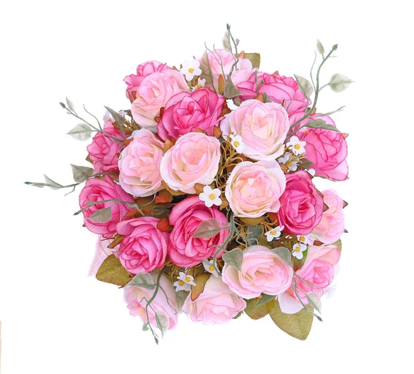 Feche o buquê de rosas rosa de cima — Fotografia de Stock