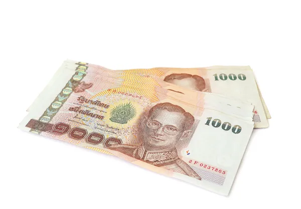 Ταϊλάνδης τραπεζογραμμάτια σε άσπρο φόντο — Φωτογραφία Αρχείου
