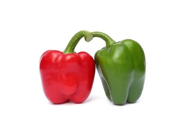 Fresh red and green sweet pepper isolated on white — Stock Photo, Image