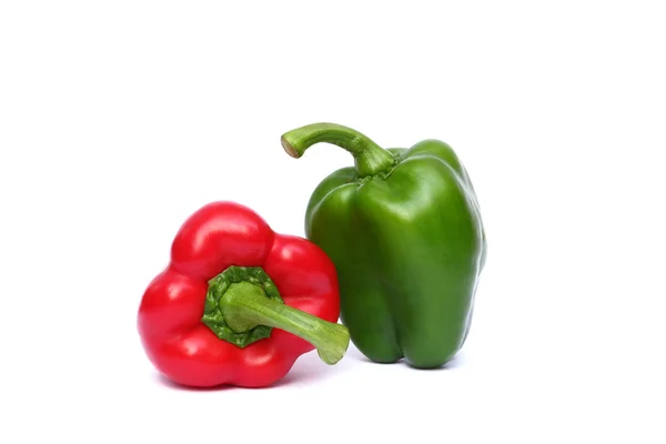 Fresh red and green sweet pepper isolated on white — Stock Photo, Image