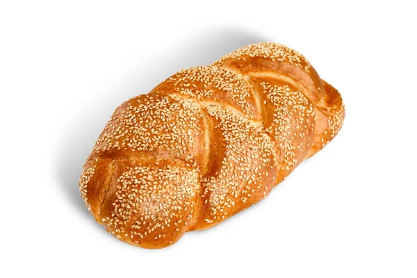Pão Doce Forma Pigtail Trançado Polvilhado Com Sementes Gergelim Topo — Fotografia de Stock