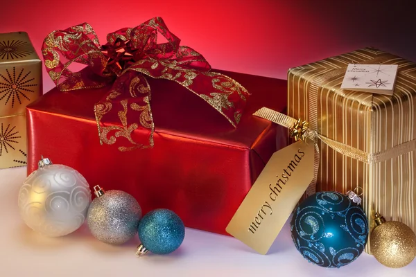 Christmas Gifts and Baubles — Stock Photo, Image