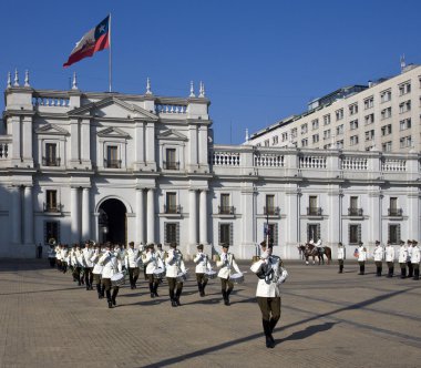 Changing the guard at the Presidential Palace in Santiago - Chil clipart