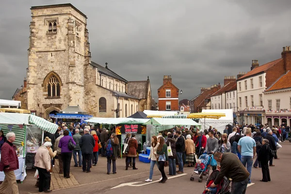 Rynek dnia - malton - yorkshire - Anglia — Zdjęcie stockowe