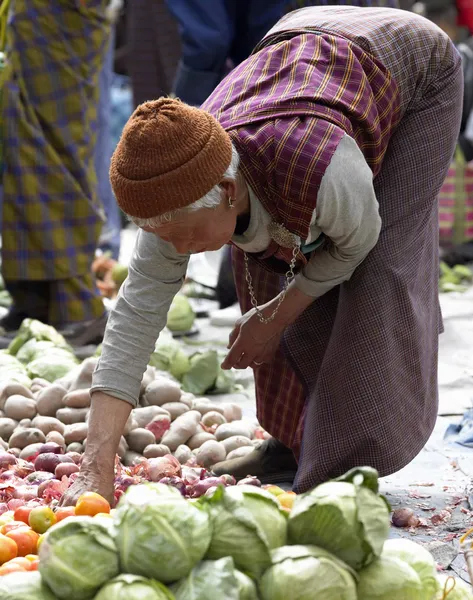 Kingdom of Bhutan - Paro Food Market — Stock Photo, Image