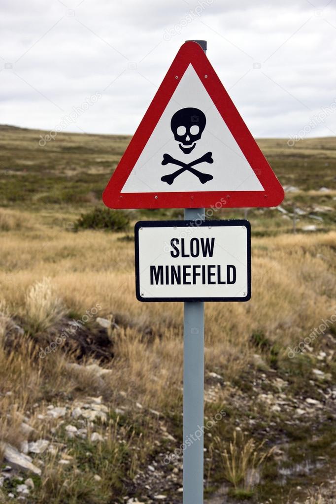 Minefield sign - Falkland islands