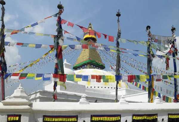 Bandeiras de oração & Boudhanath Stupa - Kathmandu - Nepal — Fotografia de Stock