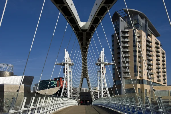 Most Milenijny & lowery centrum - manchester - england — Zdjęcie stockowe