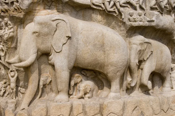 Arjunas Penitência - Mahabalipuram - Índia — Fotografia de Stock