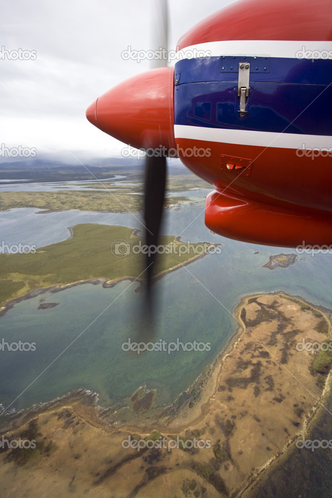 Flying over the Falkland Islands