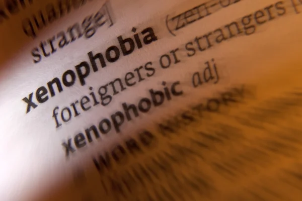 Zenophobia - ordbokens definition — Stockfoto