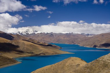 Yamdrok yüksek pass - turkuaz Gölü - tibet