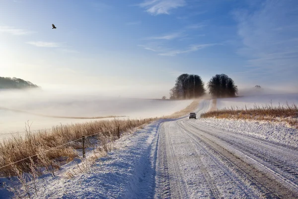 Condições de condução de inverno - Inglaterra — Fotografia de Stock