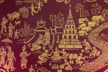 Tapınağı Duvar boyama - chiang mai - Tayland