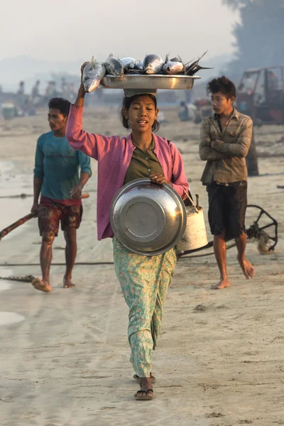 Fishing Village - Ngapali Beach - Myanmar — Stock Photo, Image