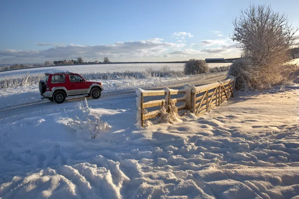 Зимнее вождение - Северный Йоркшир - Англия — стоковое фото