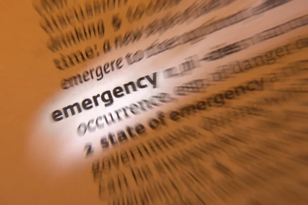 Emergency - Определение словаря — стоковое фото