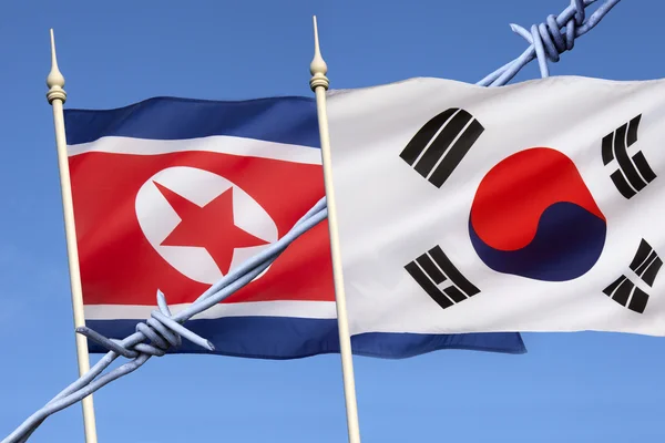 Flags of North and South Korea — Stock Photo, Image