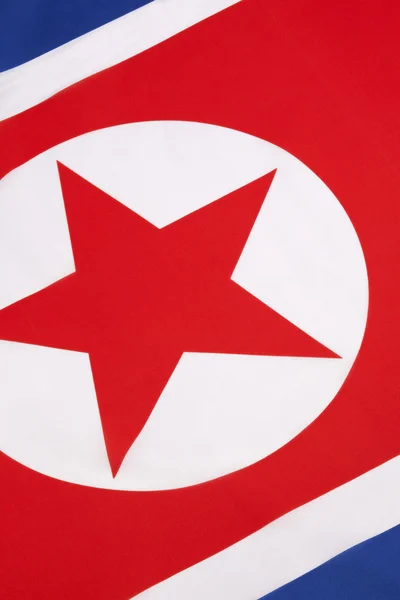 Detalhe sobre a bandeira da Coreia do Norte — Fotografia de Stock