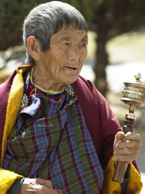 yaşlı Budist pilgrim - bhutan Krallığı