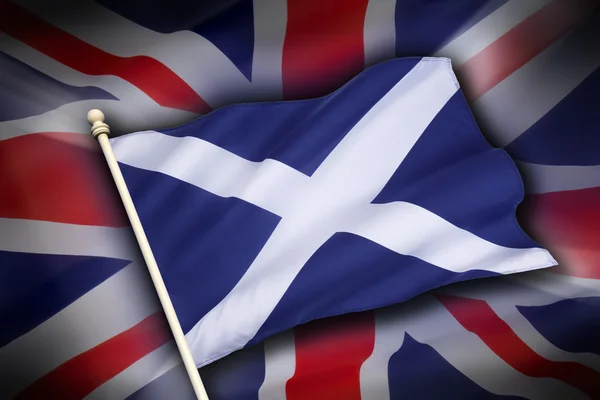 Флаги Великобритании и Шотландии - независимость Шотландии — стоковое фото