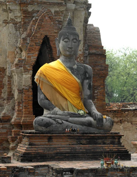 Staty Buddha Ruinerna Ayutthaya Nära Bangkok Thailand — Stockfoto