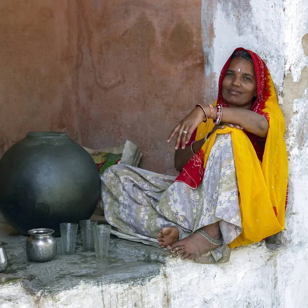 Donna Indiana Nella Cittadella Akbar Fatehpur Sikri Vicino Agra Nella — Foto Stock