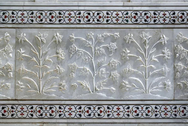 Décoration Islamique Incrustée Dans Les Tuiles Marbre Taj Mahal Mausolée — Photo