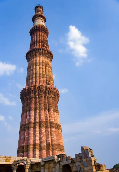 Qutub Minar Anche Qutb Minar Qutab Minar Minareto Che Parte — Foto Stock