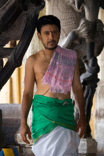 Hindu Man Meenakshi Amman Temple City Madurai Tamil Nadu Region — Stock Photo, Image