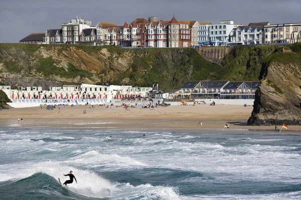 Surf Frente Great Western Beach Newquay Cornwall Reino Unido — Foto de Stock